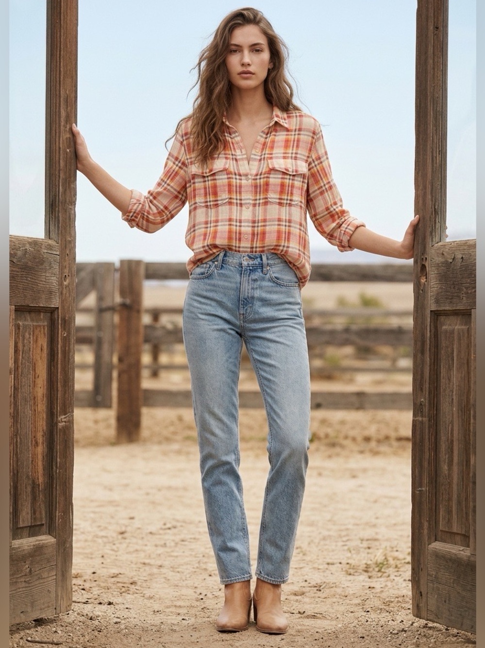 Golden TNA Plaid Gauzy Cotton Shirt Womens Small Western Country Rodeo Cowgirl
